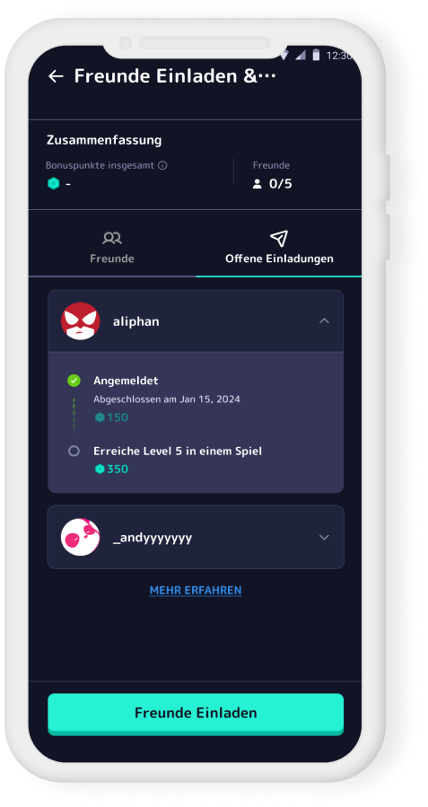 Phone - Invite Friends - Pending Invites - German.png